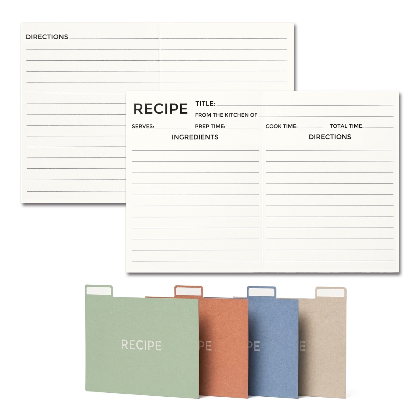 4x6 Foldable Recipe Cards with Dividers, 50-Pack Refills
