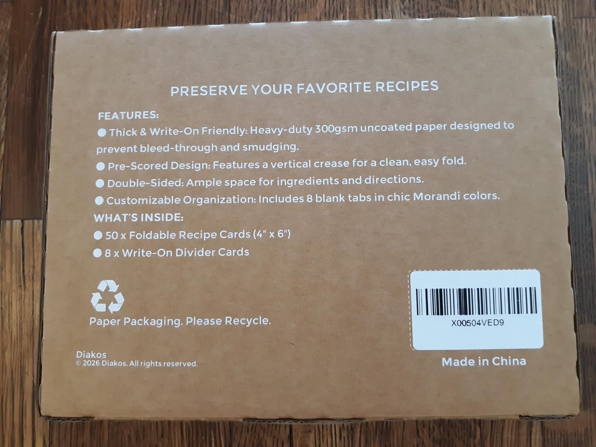Thick foldable recipe cards with dividers customer photo